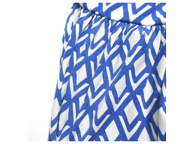 Autre Marque Langes Kleid Brooks Brothers Weiß Blau - Ansicht 10