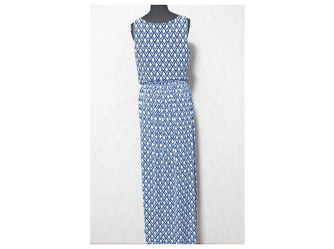 Autre Marque Langes Kleid Brooks Brothers Weiß Blau - Ansicht 2