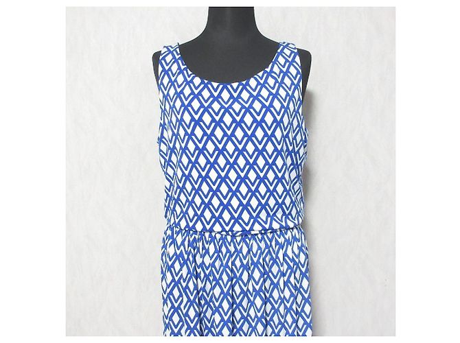 Autre Marque Langes Kleid Brooks Brothers Weiß Blau - Ansicht 4