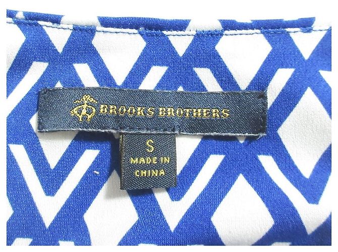 Autre Marque Langes Kleid Brooks Brothers Weiß Blau - Ansicht 5