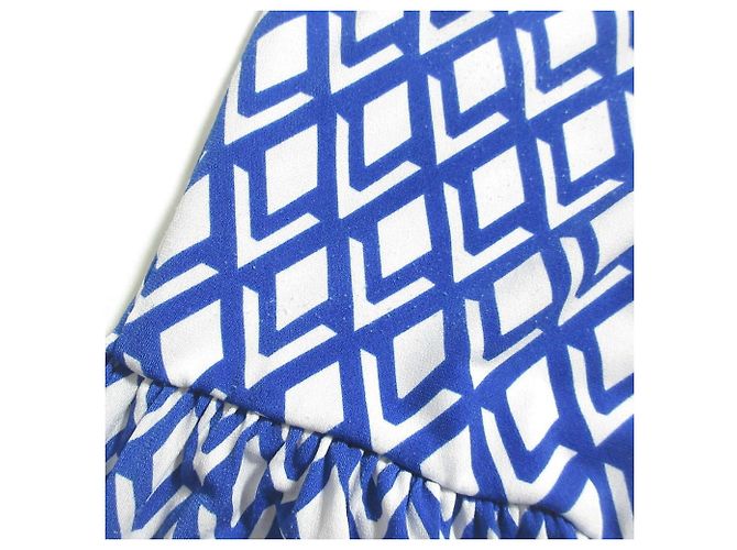 Autre Marque Langes Kleid Brooks Brothers Weiß Blau - Ansicht 9