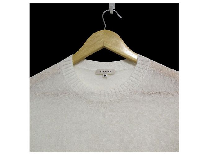 Autre Marque BLAMINK Leinen-Nylon Stricktop Weiß Aus weiß - Ansicht 3
