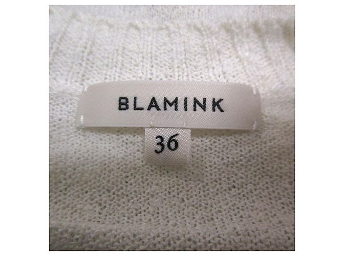 Autre Marque BLAMINK Leinen-Nylon Stricktop Weiß Aus weiß - Ansicht 7