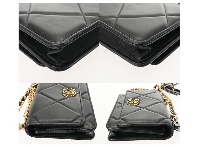 Cartera de cadena acolchada Chanel 19 Negro - vista 6