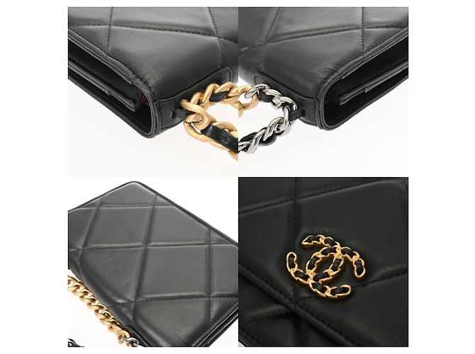 Cartera de cadena acolchada Chanel 19 Negro - vista 8