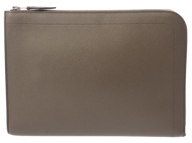 Borsa Clutch con Zip Hermès Taupe - vista 2