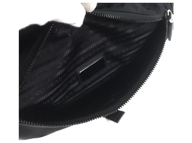 Borsa a corpo in nylon e pelle Prada 2VH176 Nero - vista 10