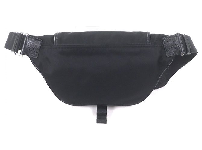 Borsa a corpo in nylon e pelle Prada 2VH176 Nero - vista 3