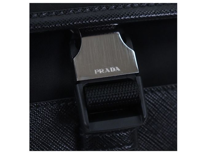 Borsa a corpo in nylon e pelle Prada 2VH176 Nero - vista 7