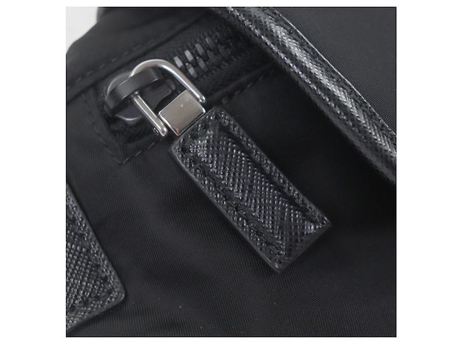 Borsa a corpo in nylon e pelle Prada 2VH176 Nero - vista 8