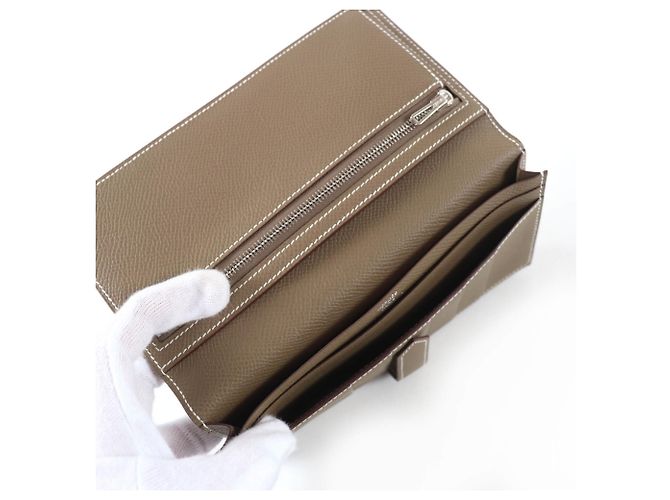 Hermès Cartera Larga Soufflé Bearn Hermes Gris pardo - vista 7