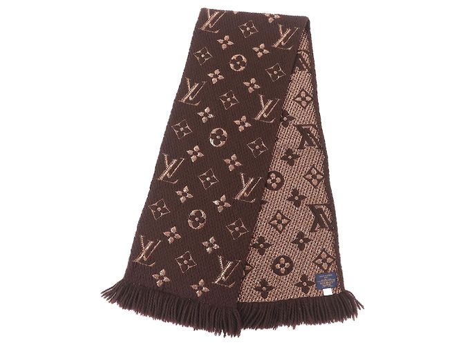 Sciarpa Logomania Shine in Lana e Seta Louis Vuitton 2019 Marrone D'oro - vista 2