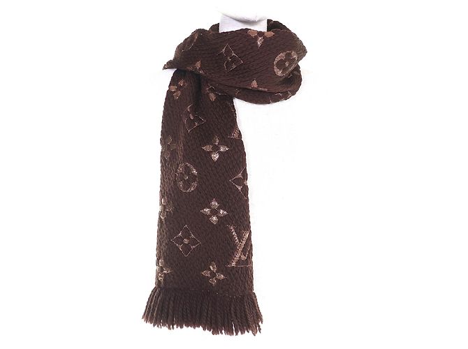 Sciarpa Logomania Shine in Lana e Seta Louis Vuitton 2019 Marrone D'oro - vista 3