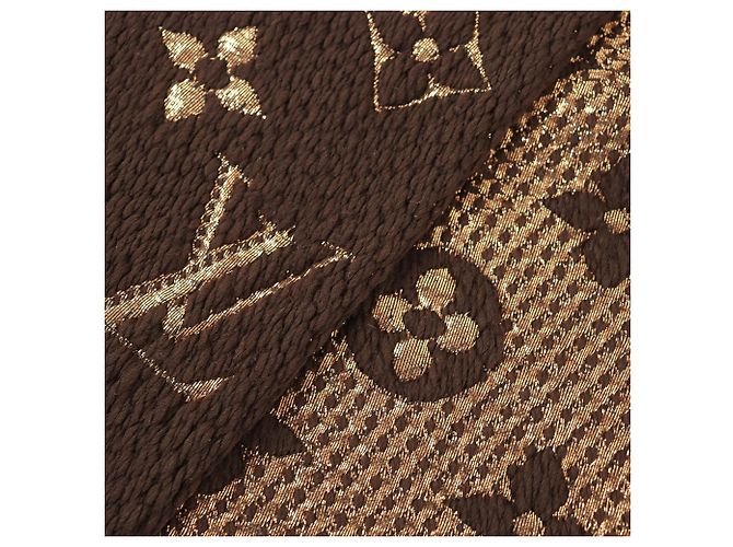 Sciarpa Logomania Shine in Lana e Seta Louis Vuitton 2019 Marrone D'oro - vista 4