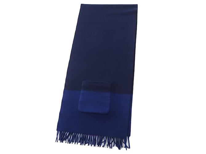Stola in cashmere e seta blu e navy di Hermès Blu navy - vista 2