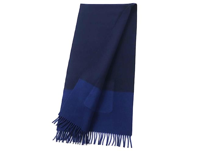 Stola in cashmere e seta blu e navy di Hermès Blu navy - vista 3