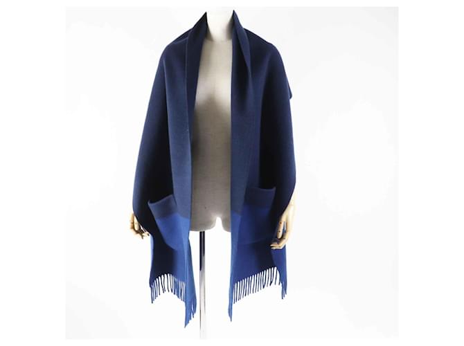 Stola in cashmere e seta blu e navy di Hermès Blu navy - vista 4