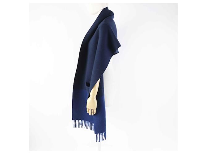 Stola in cashmere e seta blu e navy di Hermès Blu navy - vista 5