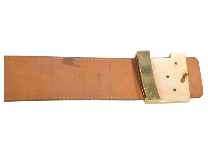 Louis Vuitton LV Initiales Gürtel aus Monogramm-Canvas / Leder mit goldener Schnalle, Größe 95/38 Braun - Ansicht 8
