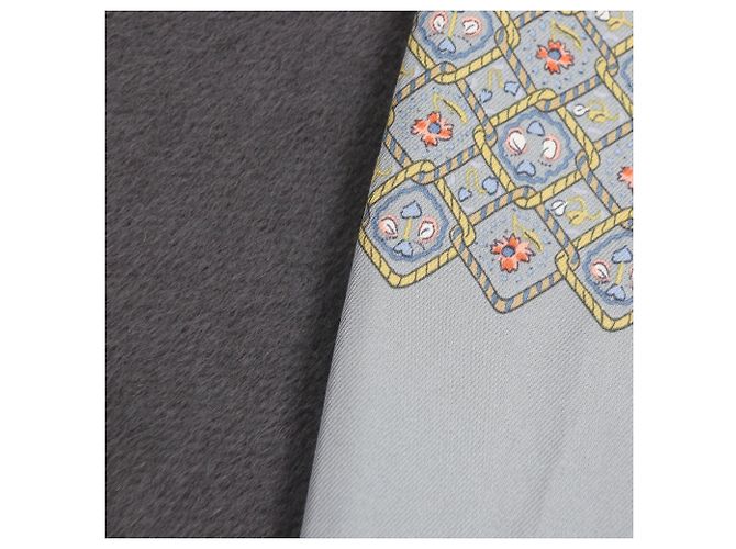 Hermès Hermes Gray Silk Angora Reversible Stole Brown - view 4