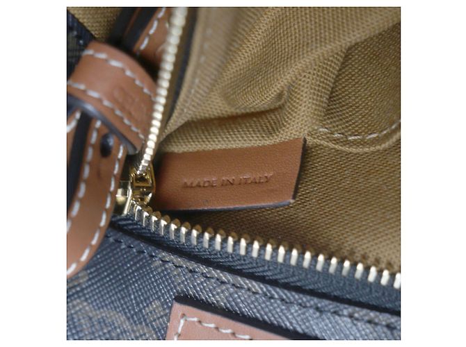 Céline Borsa tote in tela e pelle marrone scuro Celine - vista 12