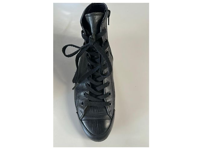 Schwarze Leder-Ankle-Boots von Yohji Yamamoto - Ansicht 10
