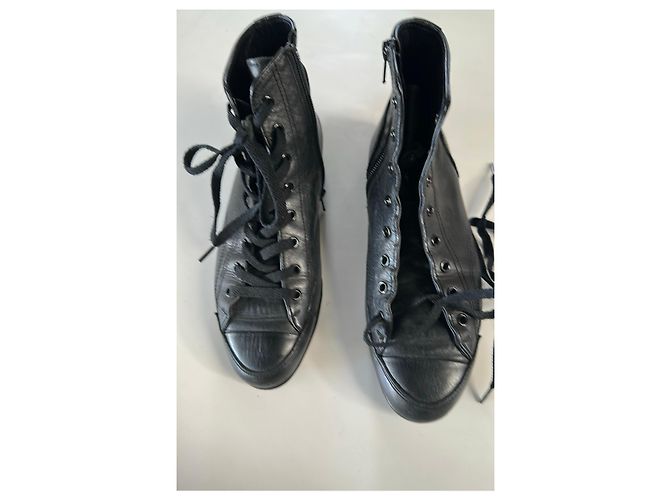 Schwarze Leder-Ankle-Boots von Yohji Yamamoto - Ansicht 7