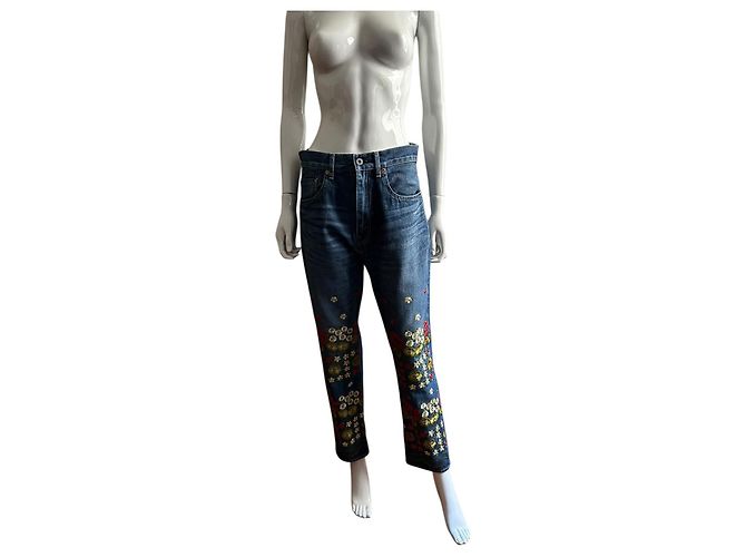 Jeans de denim bordados Junya Watanabe Azul - vista 10