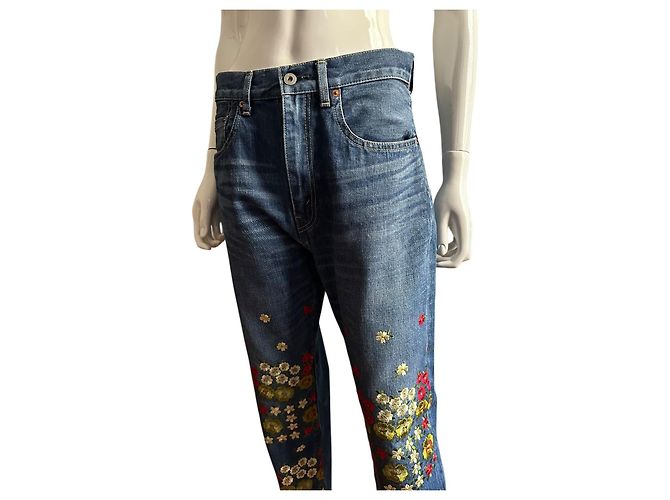 Jeans de denim bordados Junya Watanabe Azul - vista 12