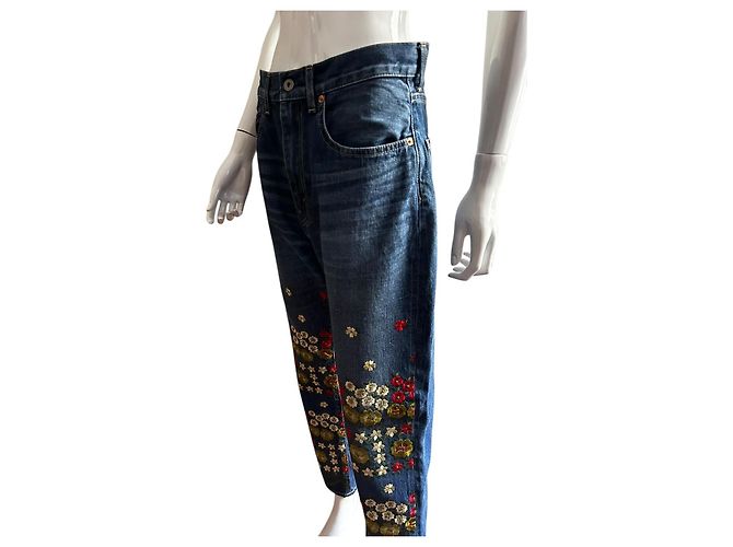 Jeans de denim bordados Junya Watanabe Azul - vista 15