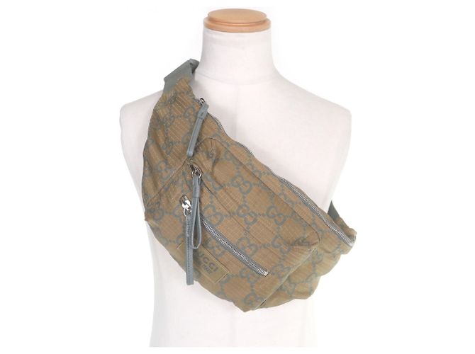 Borsa a tracolla in nylon khaki Gucci Cachi - vista 2