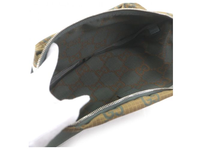 Borsa a tracolla in nylon khaki Gucci Cachi - vista 4