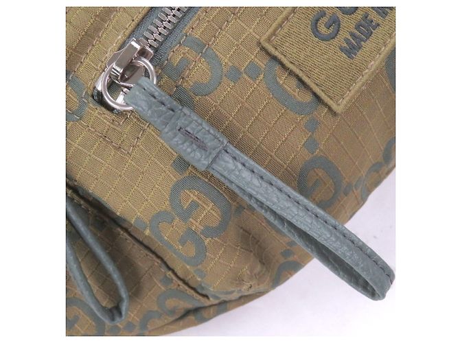 Borsa a tracolla in nylon khaki Gucci Cachi - vista 7