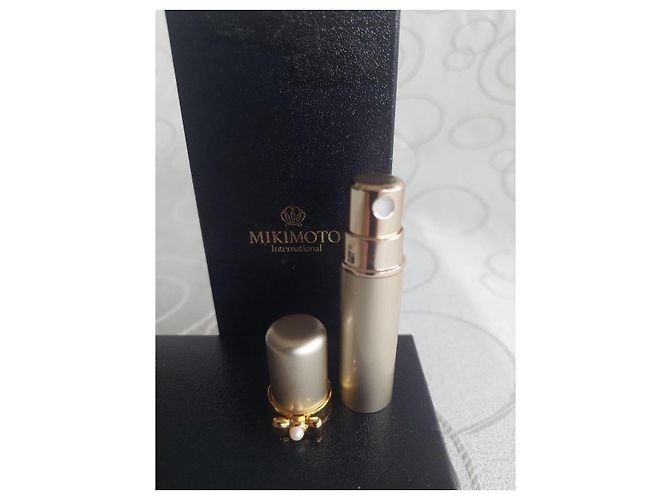 Vintage Mikimoto International Pearl Bow Atomizer & Lippenpinsel Set Golden - Ansicht 8