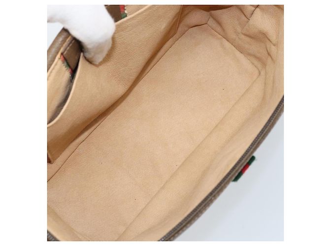 Borsa Sherry Line GG Supreme Web di GUCCI in PVC beige e oro 904 02 069 Auth LNZ716 D'oro - vista 10