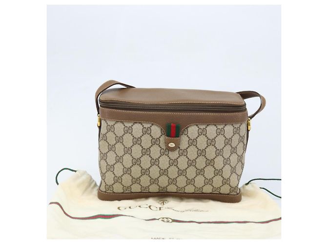 Borsa Sherry Line GG Supreme Web di GUCCI in PVC beige e oro 904 02 069 Auth LNZ716 D'oro - vista 12