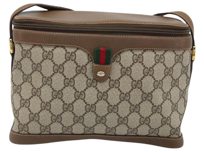 Borsa Sherry Line GG Supreme Web di GUCCI in PVC beige e oro 904 02 069 Auth LNZ716 D'oro - vista 13