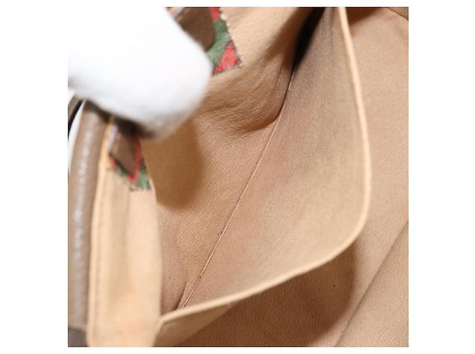 Borsa Sherry Line GG Supreme Web di GUCCI in PVC beige e oro 904 02 069 Auth LNZ716 D'oro - vista 23
