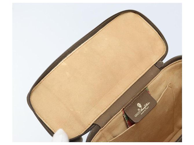 Borsa Sherry Line GG Supreme Web di GUCCI in PVC beige e oro 904 02 069 Auth LNZ716 D'oro - vista 9