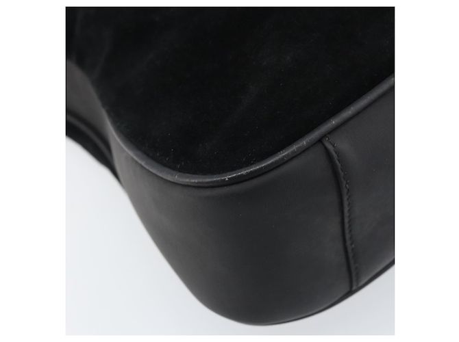 Borsa a mano in suede GUCCI Bamboo 2way Nero Oro 001 2404 1638 Auth 173894 D'oro - vista 16
