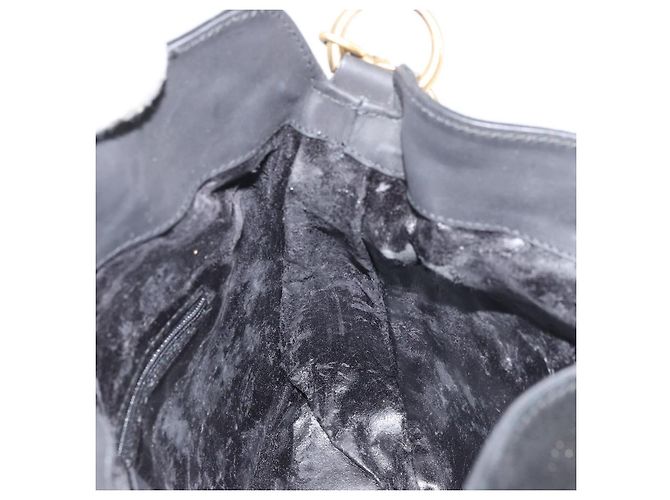 Borsa a mano in suede GUCCI Bamboo 2way Nero Oro 001 2404 1638 Auth 173894 D'oro - vista 20