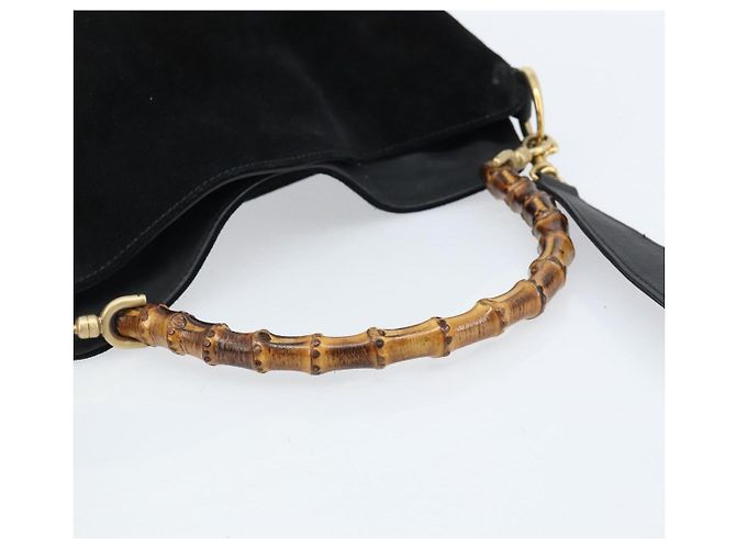 Borsa a mano in suede GUCCI Bamboo 2way Nero Oro 001 2404 1638 Auth 173894 D'oro - vista 7