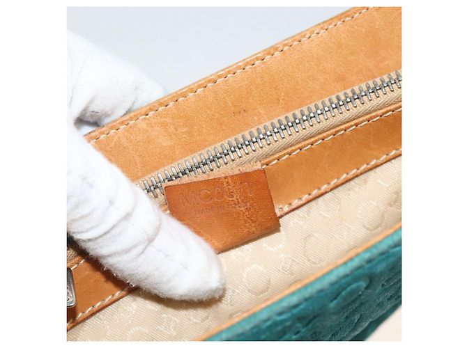 Céline CELINE C Macadam Canvas Handtasche aus Wildleder in Türkisblau Silber Authentisch BAZ446 - Ansicht 12