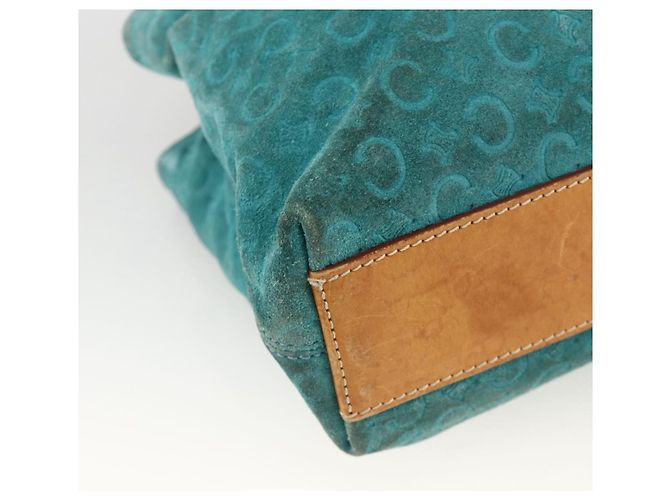 Céline CELINE C Macadam Canvas Handtasche aus Wildleder in Türkisblau Silber Authentisch BAZ446 - Ansicht 14