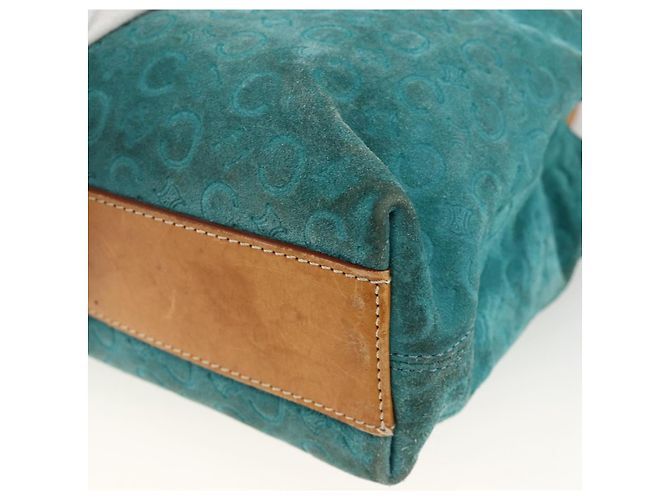 Céline CELINE C Macadam Canvas Handtasche aus Wildleder in Türkisblau Silber Authentisch BAZ446 - Ansicht 15
