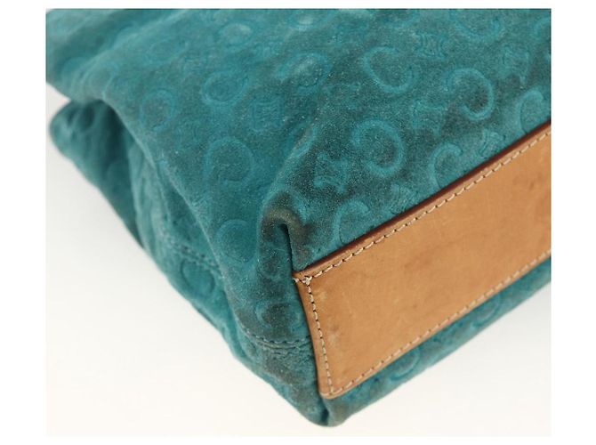 Céline CELINE C Macadam Canvas Handtasche aus Wildleder in Türkisblau Silber Authentisch BAZ446 - Ansicht 16