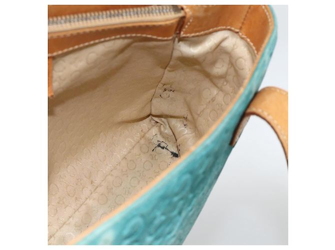 Céline CELINE C Macadam Canvas Handtasche aus Wildleder in Türkisblau Silber Authentisch BAZ446 - Ansicht 18
