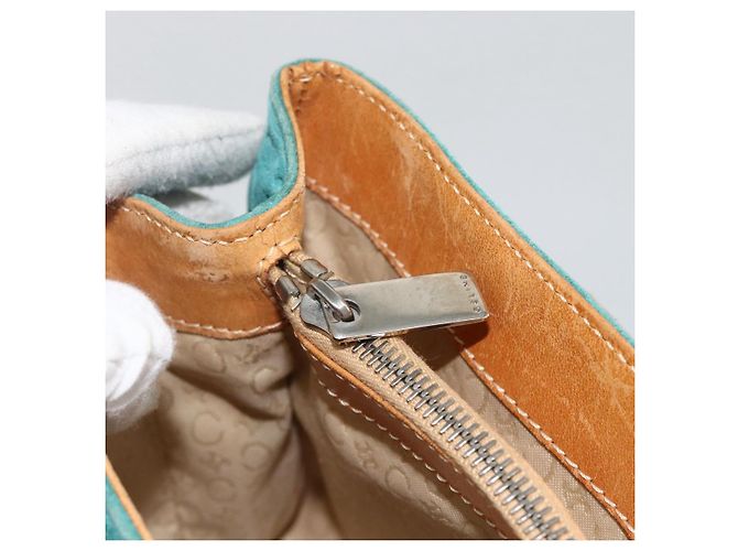 Céline CELINE C Macadam Canvas Handtasche aus Wildleder in Türkisblau Silber Authentisch BAZ446 - Ansicht 20
