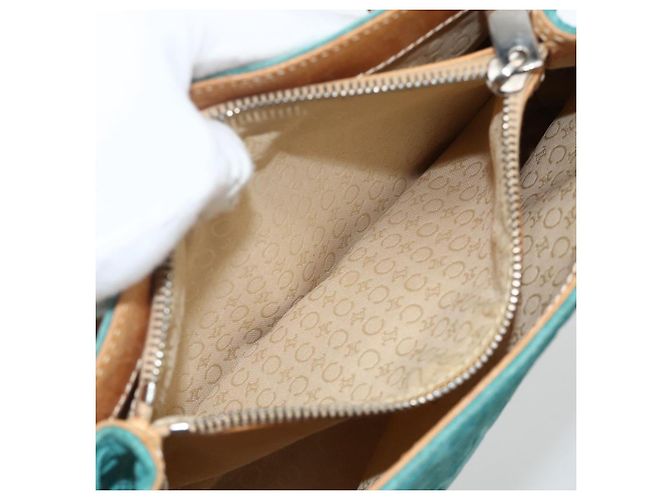 Céline CELINE C Macadam Canvas Handtasche aus Wildleder in Türkisblau Silber Authentisch BAZ446 - Ansicht 21