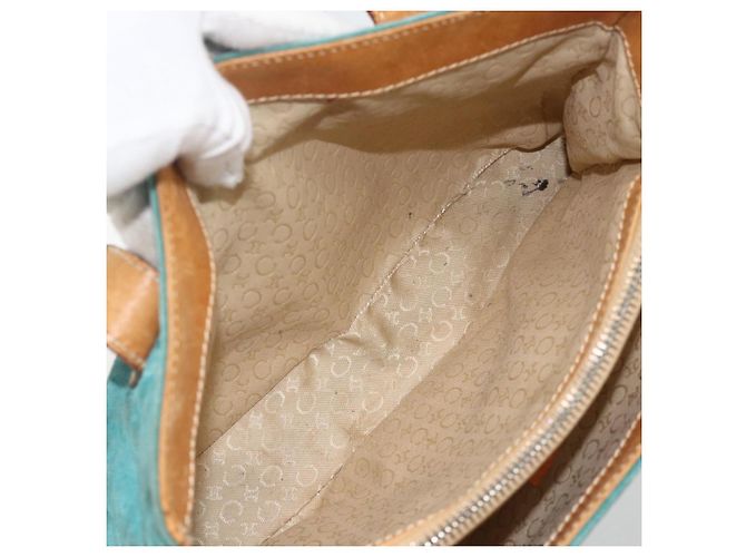 Céline CELINE C Macadam Canvas Handtasche aus Wildleder in Türkisblau Silber Authentisch BAZ446 - Ansicht 22